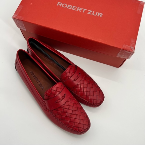 NWT Robert Zur Petra Loafer Vermillon Leather Shoe Slip On Y2K Moccasin Red 8.5 - Picture 2 of 10